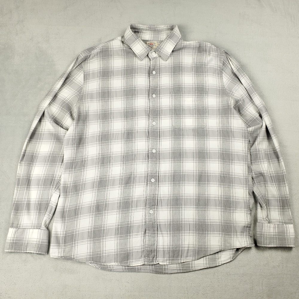 Faherty Flannel Shirt Mens XL Button Down Plaid Gray Lightweight Soft Supima
